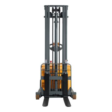 Counterbalanced Electric Stacker| 3300 lb| Lowered Ht. 1.3 in| Mast Ht. 81.3 in| 118 in Lifting| Fork Size 37.4 x 8.6"-25.4"| Wt. 3460 lb| Apollo Forklift A-3048
