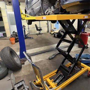 Double Scissor Lift Table| 1760 lb| Table Height Min.18.7 in/ x Max. 59 in| Table Size 24 x 48 in| Wt. 480 lb| Apollo Forklift A-2010